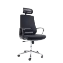 Chaise Directionnelle STRADA Filet avec Accoudoirs en Plastique Noir et Repose Tête Piétement Métallique Chromé