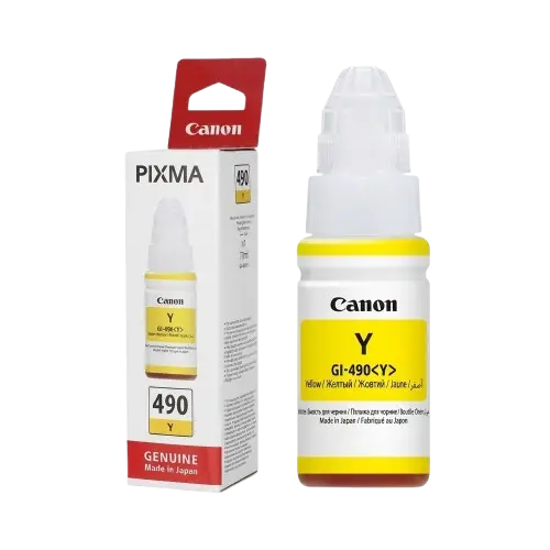 Bouteille d'Encre CANON GI-490 Jaune pour Imprimantes G1400 G2400 G3400