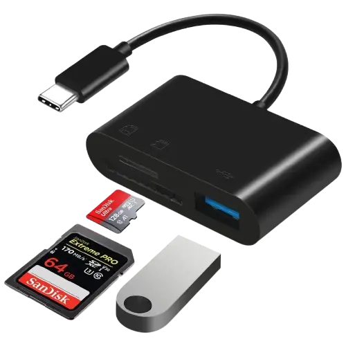 Lecteur de Carte Mémoire MACTECH Micro USB OTG(HC)/ MS / TF Port USB 2.0 Noir 3en1 SD 