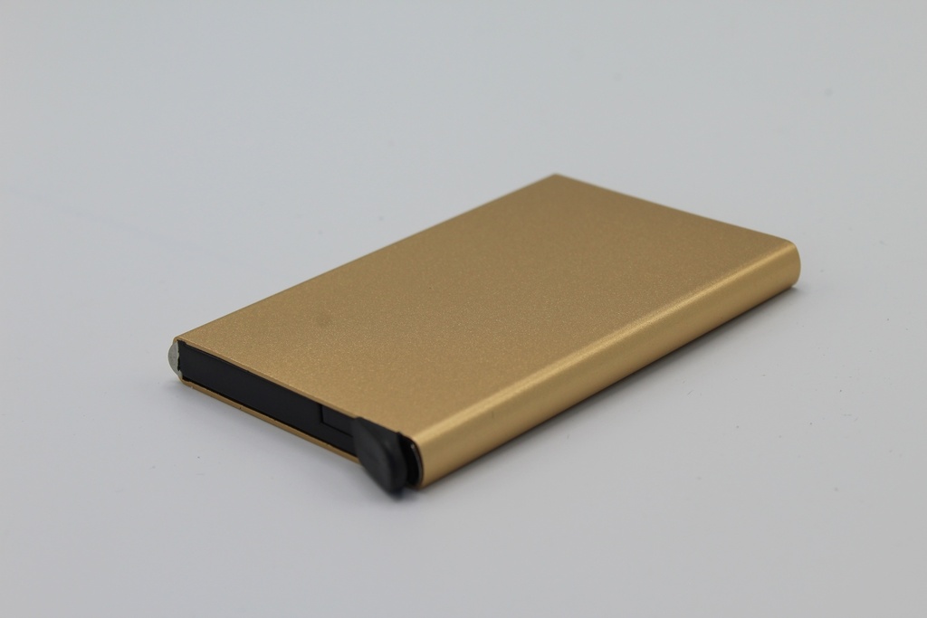 Porte cartes magnétiques à mécanisme en Métal Or brillant