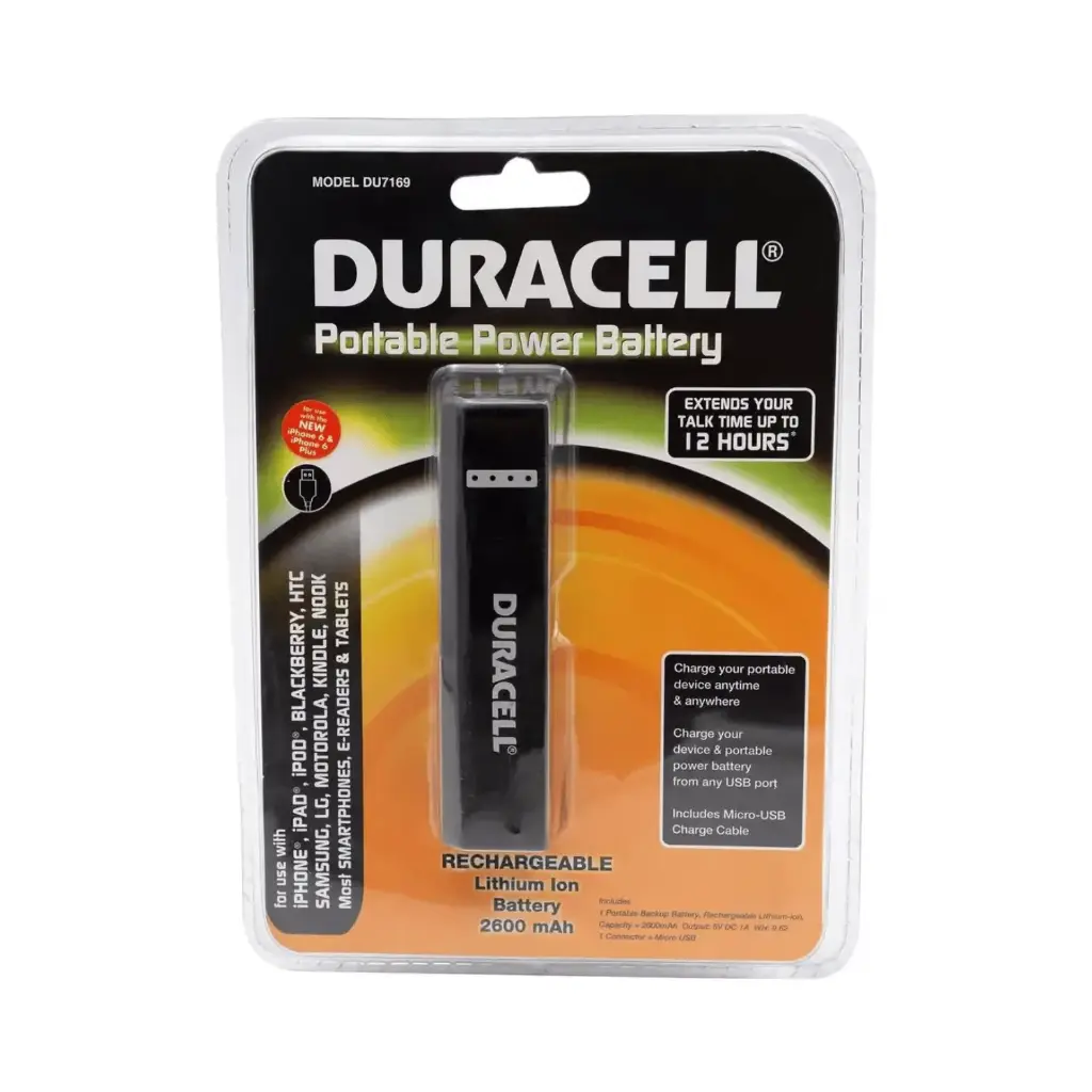 Power Bank DURACELL PRO509 2600 mAh avec câble Micro USB