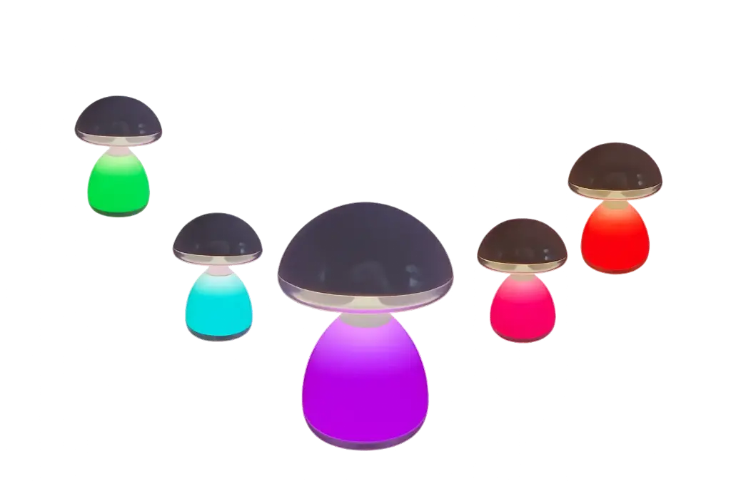 Lampe Bureau Enfant sans Fil QIAO SHUN QS-868 7 Couleurs Lumière LED Batterie 1500mAh Rechargeable Via Micro USB en Forme de Champignon