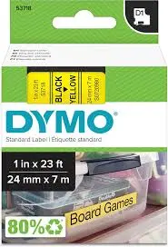 Recharge DYMO D1 53718 pour Label Manger PC 10/ 300/ 400/ 450 Series/ 500 TS Labelwriter 400 Duo     
24mm x 7m Noir Sur Jaune