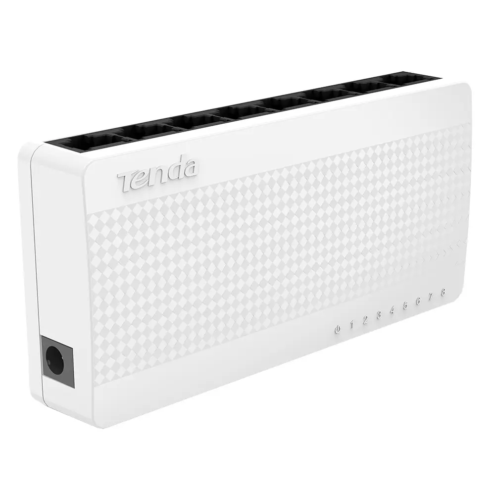 Switch TENDA 8 ports 10/100 Mbps  Alimentation via Adaptateur 5V/06A Blanc