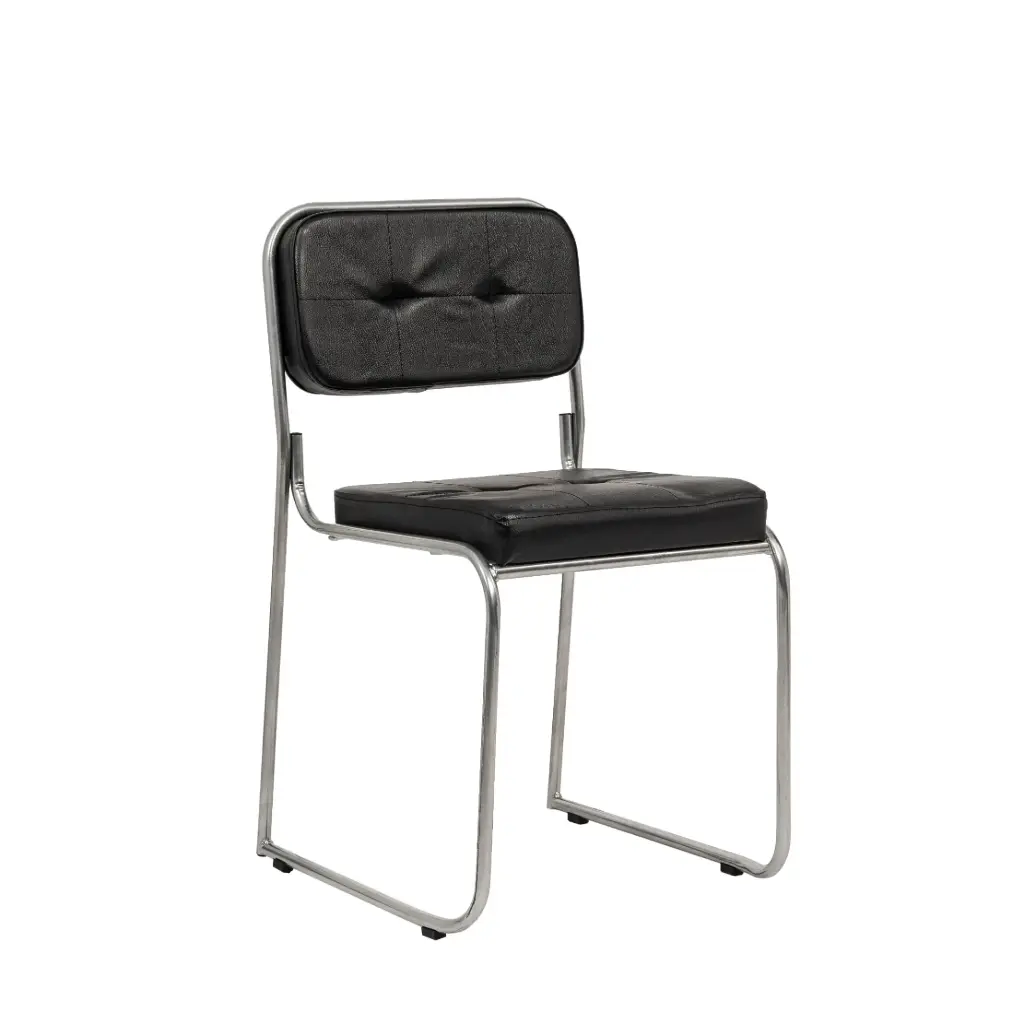 Chaise Visiteur Luge En Simili Cuir Sans Accoudoir Noir