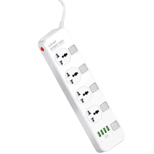Multiprise LDNIO 4 Prises Eu-Us-Uk 4 Ports USB 250V 2500W 2m