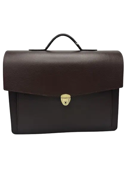 Cartable TAHAT En Cuir 2 Compartiments Marron Foncé
