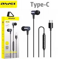 Ecouteurs Intra-Auriculaires Kit Main Libre AWEI TC-2 USB Type-C Fil 1.2m à Commande Média Et Appel  Noir