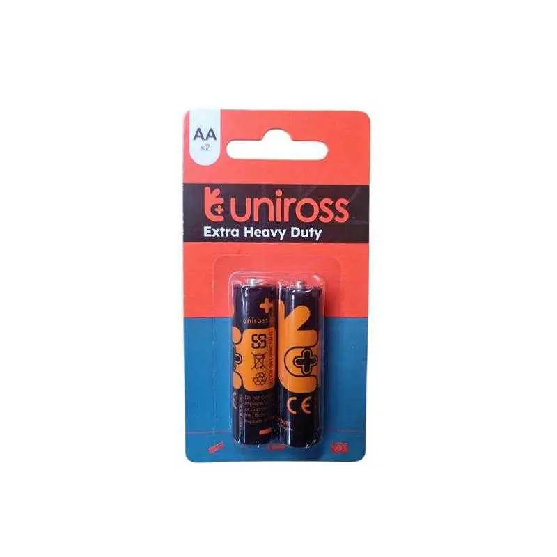 Jeu de 2 Piles UNIROSS Extra Heavy Duty LR6 AA 