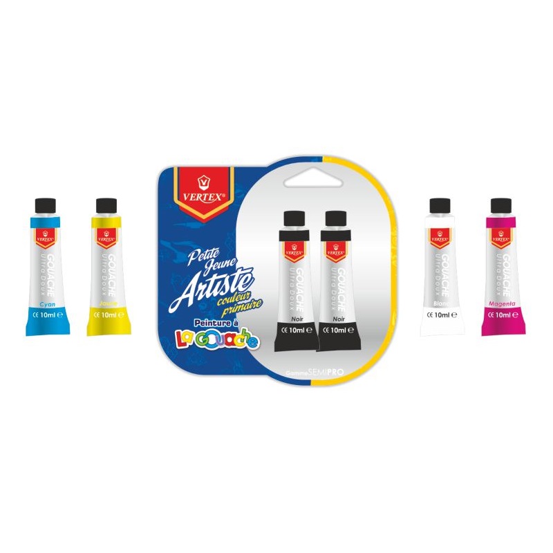 Boite de Peinture VERTEX Gouache 2 Pcs Noir
