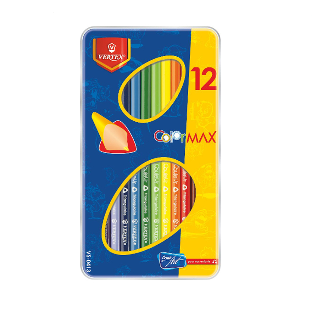 Crayons De Couleur VERTEX Boite Métallique De 12