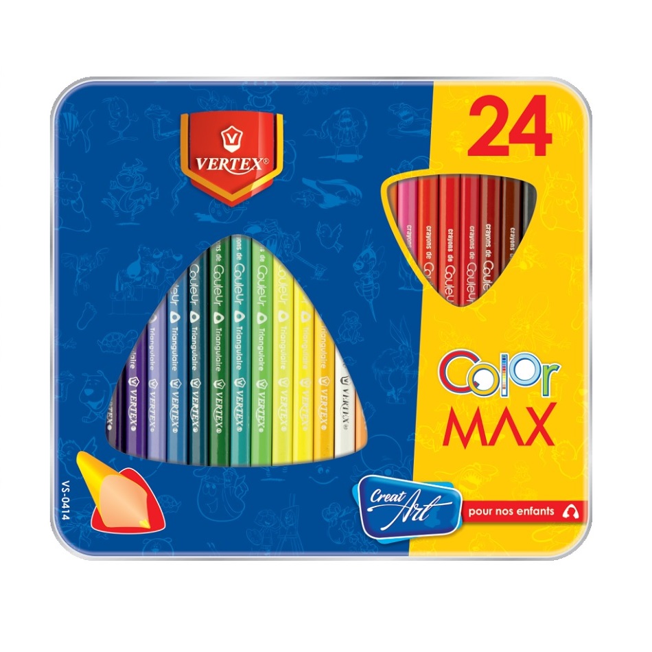 Crayons De Couleur VERTEX Boite Métallique De 24