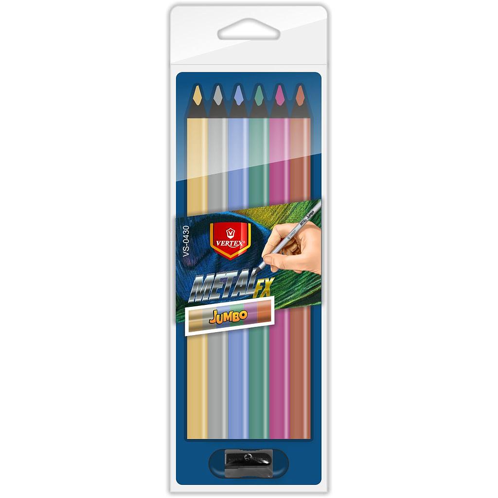 Crayons De Couleur VERTEX Color Max Metal FX Jumbo Boite De 6 Avec Taille Crayon