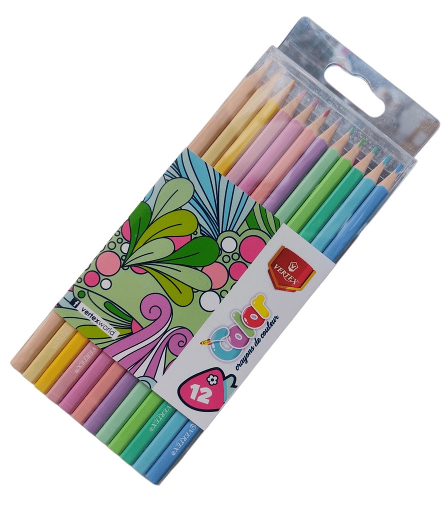 Crayons De Couleur VERTEX Color Max Carré Pastel Pochette de 12