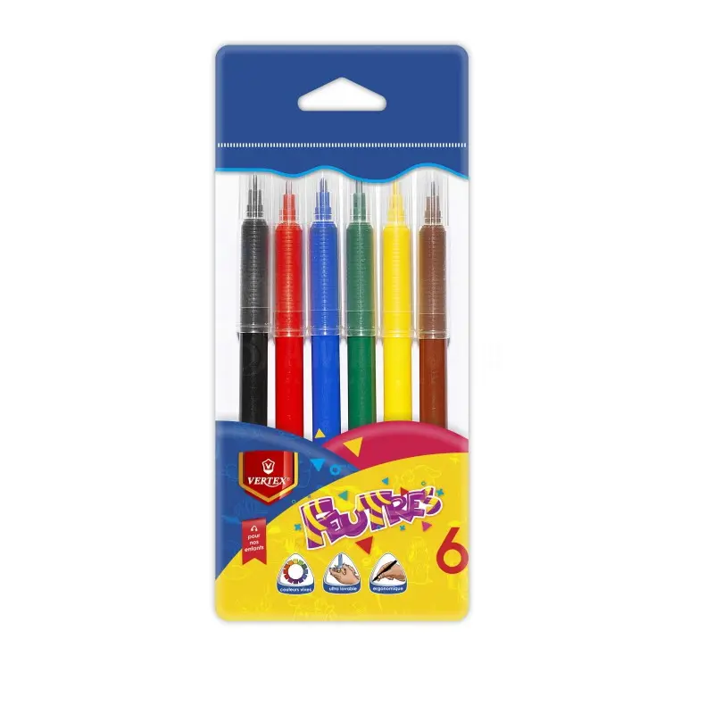 Feutre De Coloriage VERTEX Lavable Pochette de 6 Couleurs