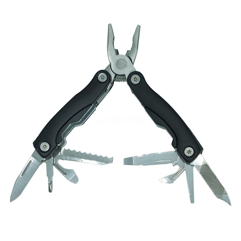 Couteau Suisse Multifonction Noir Avec Pince  8 Outils Et Etui Noir