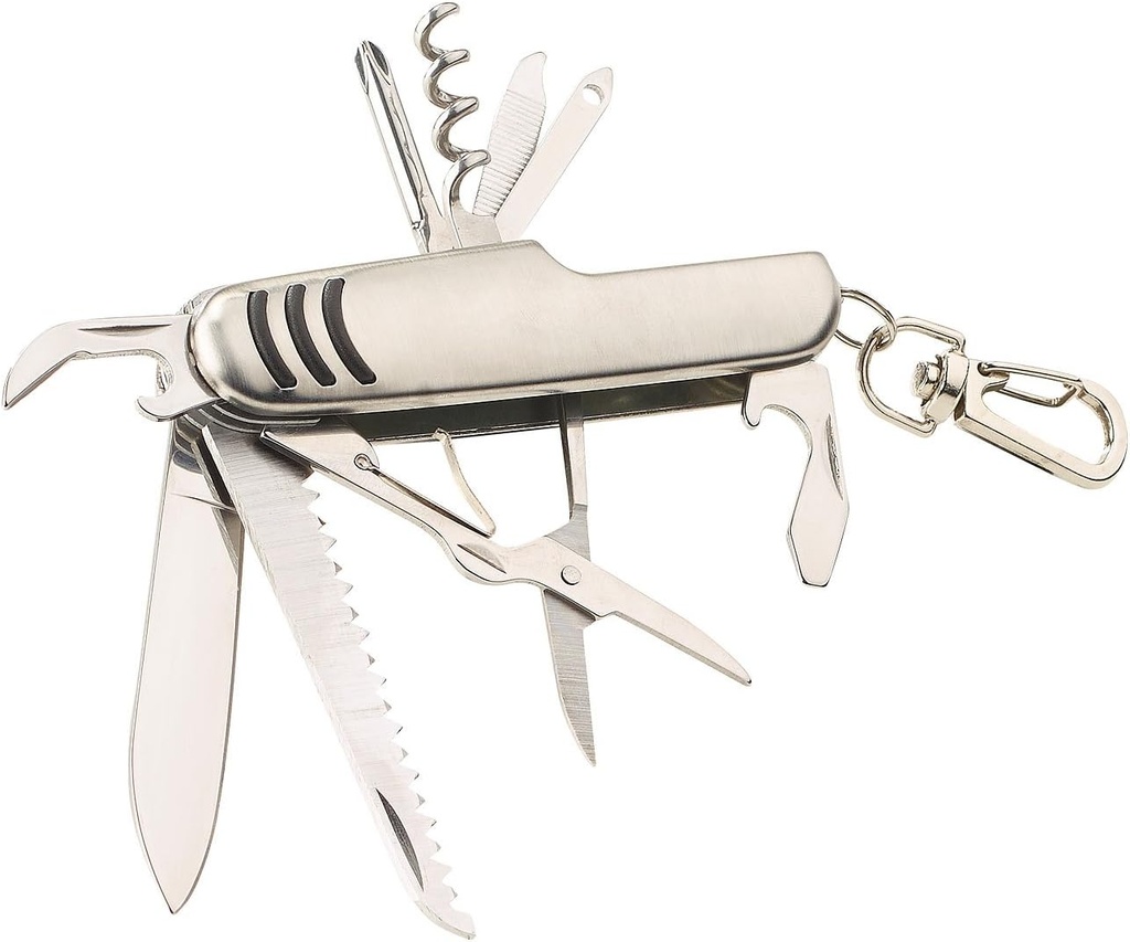 Couteau Suisse Multifonction 10 Outils Argenté
