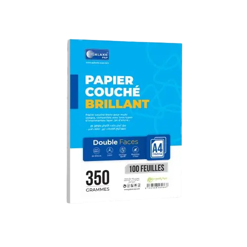 Rame Papier Couché GALAXIE A4 350G Blanc Brillant Mat