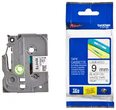 Ruban Pour Etiqueteuse BROTHER 9mm Noir Sur Blanc