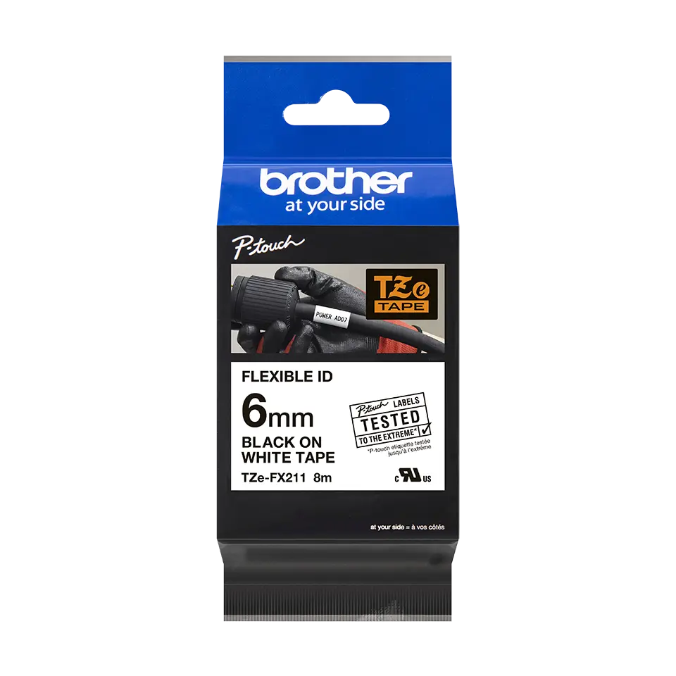 Ruban Pour Etiqueteuse BROTHER 6mm Noir Sur Blanc