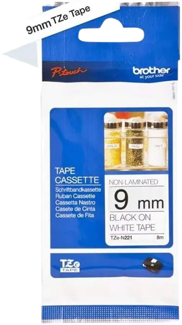 Ruban Pour Etiqueteuse BROTHER 9mm Noir Sur Blanc