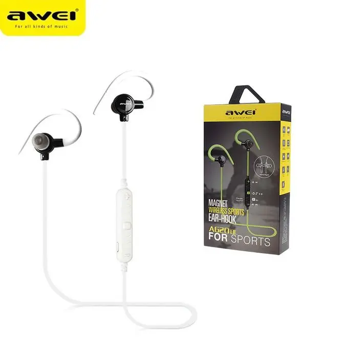 Kit Main Libre AWEI A620BL Sans Fil Bluetooth aimant Crochet oreille Sport 