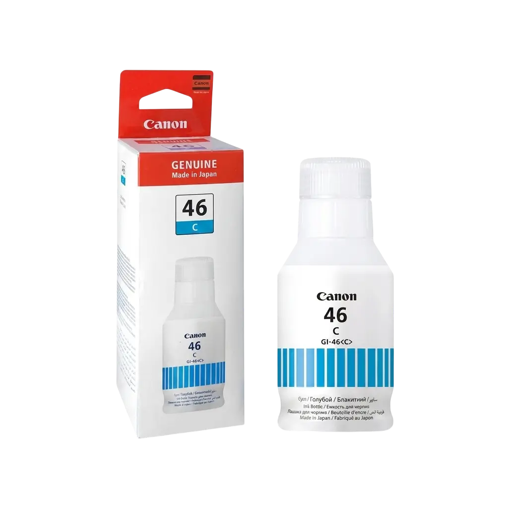 Bouteille d'Encre CANON GI-46C Cyan pour Imprimantes Maxify GX3040 GX5040 GX6040 GX7040 