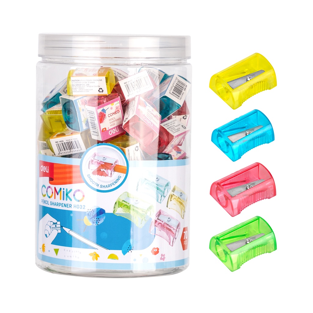 Taille Crayon Scolaire DELI COMIKO 1Trous sans Réservoir Multi-Couleurs
