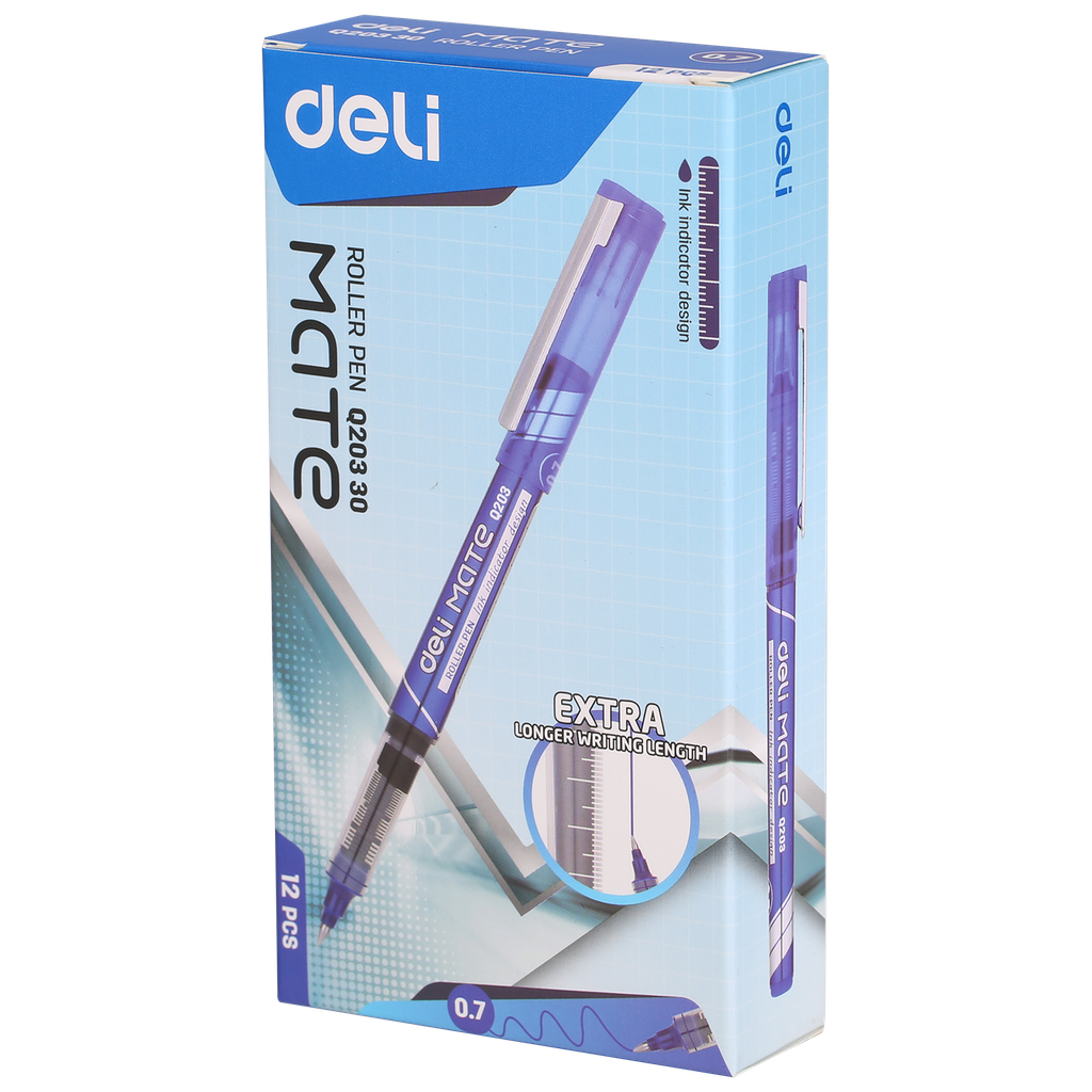 Stylo Roller DELI Mate Bleu