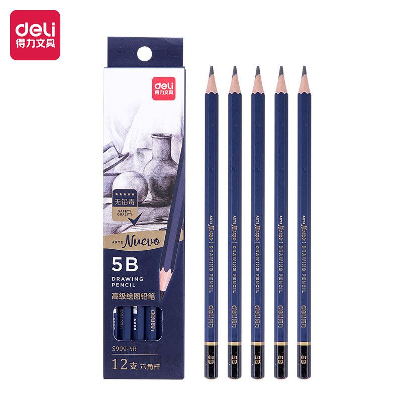 Crayon Noir Technique DELI 5B Hexagonal