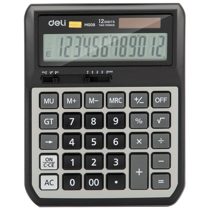 Calculatrice De Bureau DELI 12 Chiffres Gris