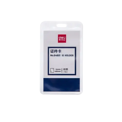 Porte Badge DELI Vertical 54x90mm Souple Transparent