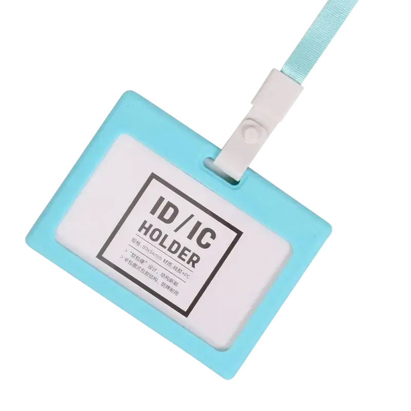 Porte Badge DELI Horizontal 89x54mm en Plastique Rigide Bleu Clair