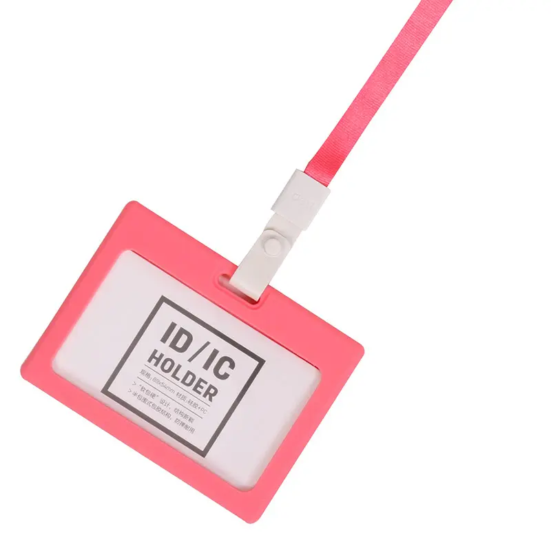Porte Badge DELI Horizontal 89x54mm en Plastique Rigide Rose