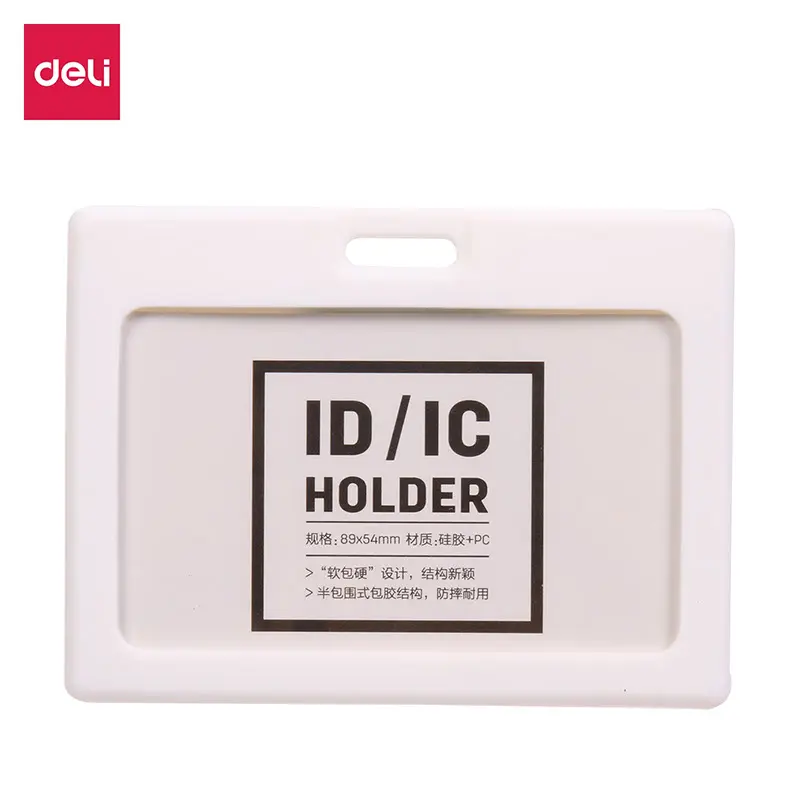 Porte Badge DELI Horizontal 89x54mm en Plastique Rigide Blanc