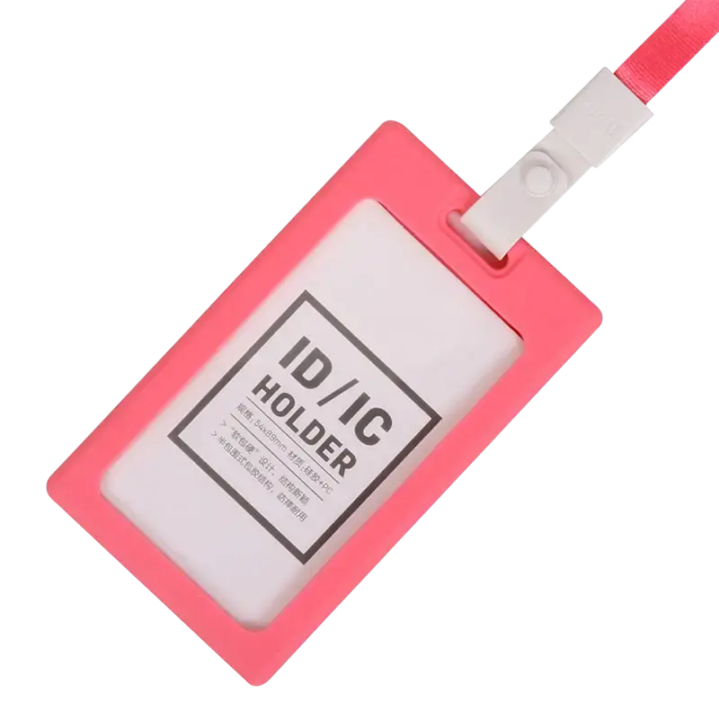 Porte Badge DELI Vertical 89x54mm en Plastique Rigide Rose