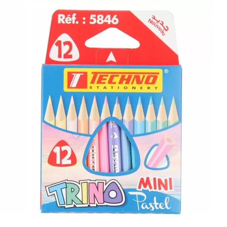 Crayons De Couleur TECHNO Trino Pastel Boite de 12 Mini