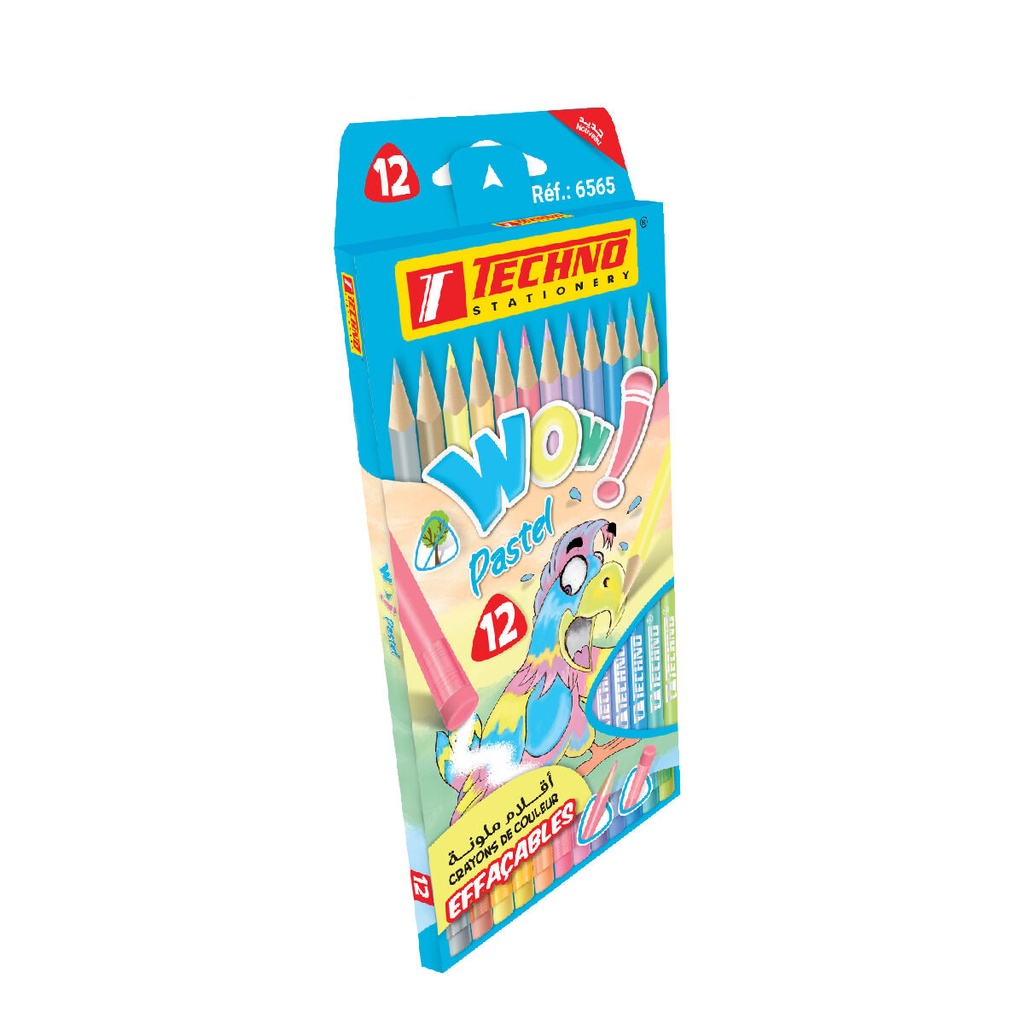 Crayons De Couleur TECHNO Wow Pastel Boite De 12