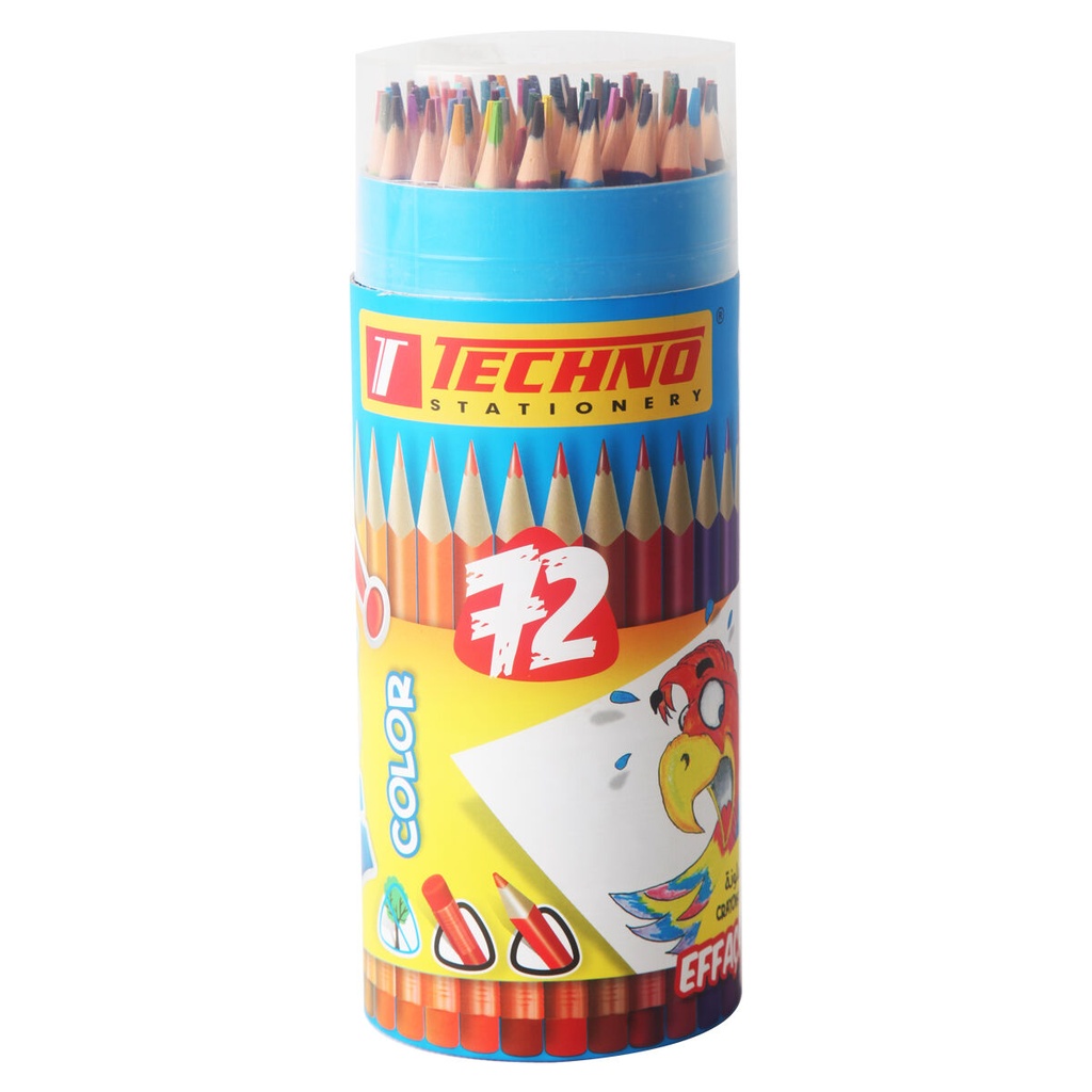 Crayons De Couleur TECHNO Wow Effaçable Boite En Tube De 72