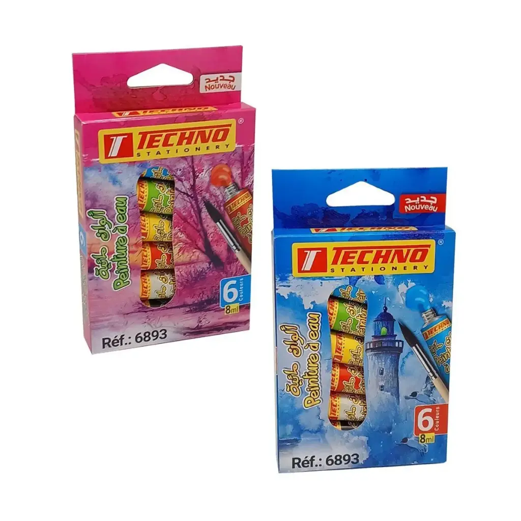 Peinture Gouache à Eau De 6 Couleurs TECHNO