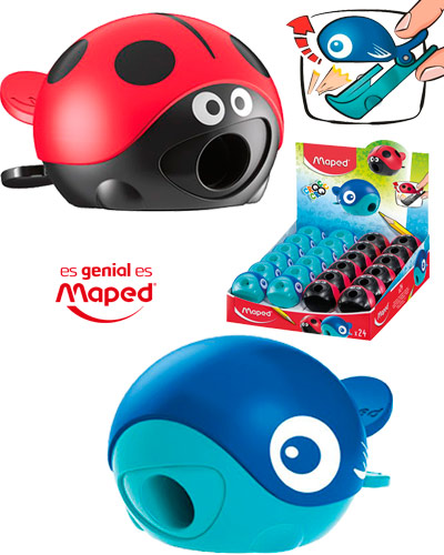 Taille Crayon Scolaire MAPED Croc Croc Easy 1Trous avec Réservoir en Plastique Multi-Couleurs
