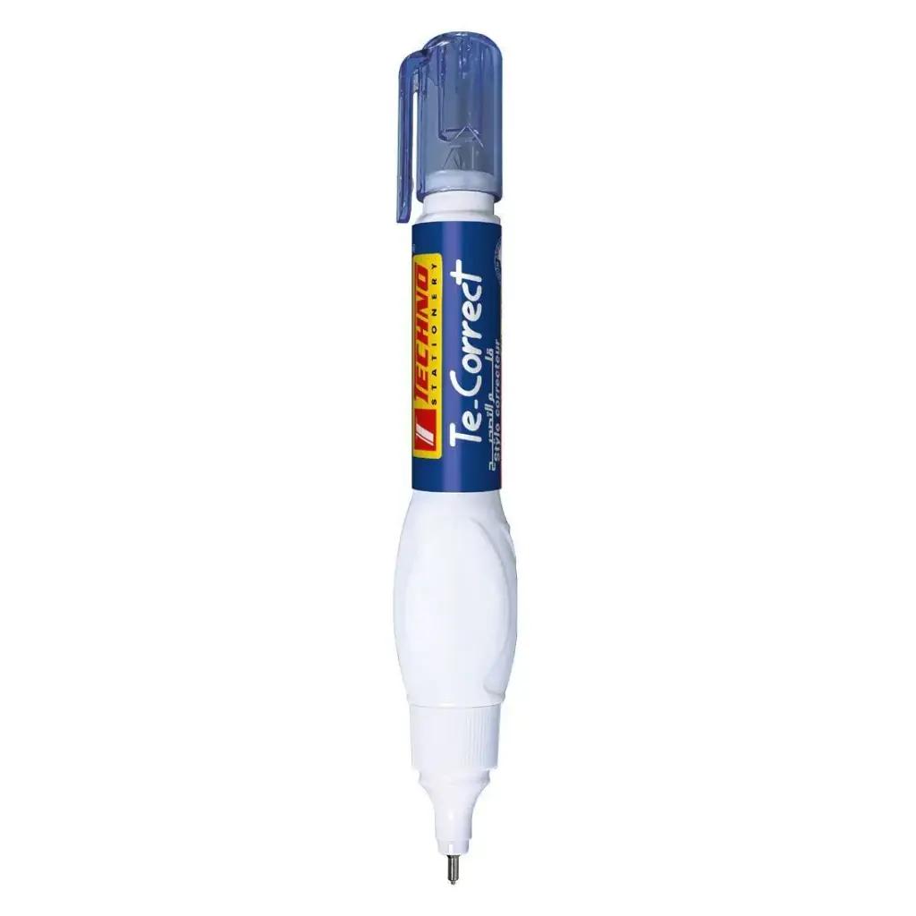 Stylo Correcteur Scolaire TECHNO 7ml à Tête Métallique Corp Blanc