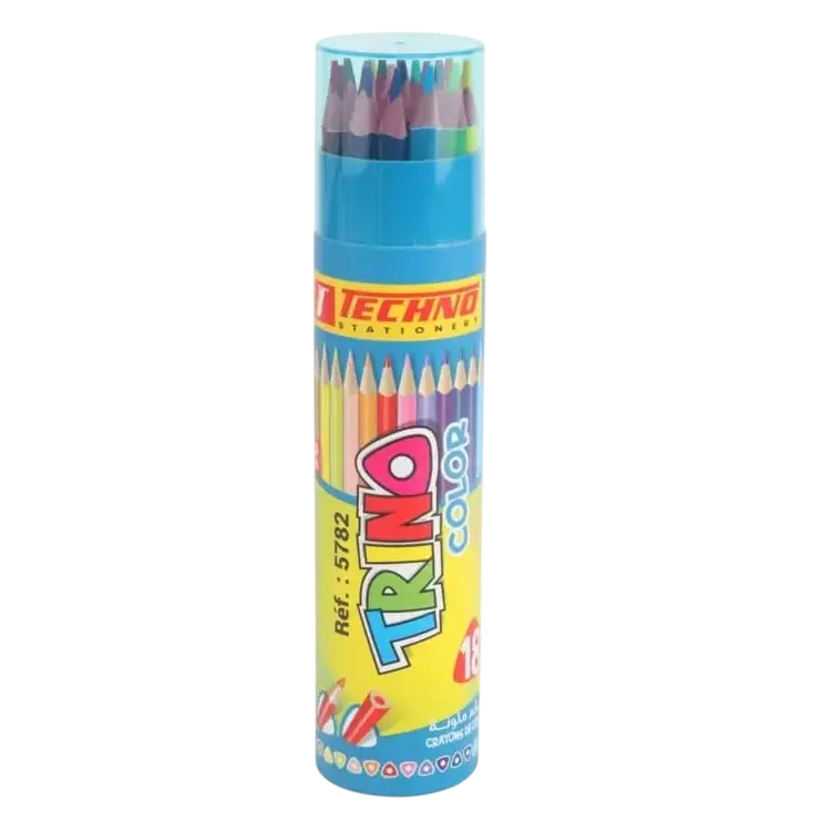 Crayons De Couleur TECHNO Trino Boite en Tube De 18