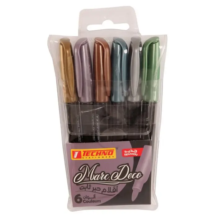 Feutre De Coloriage TECHNO Pochette De 6 Couleur Métallique 