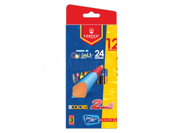 Crayons De Couleur VERTEX Color Max Bicolores Double Tête Pochette De 12