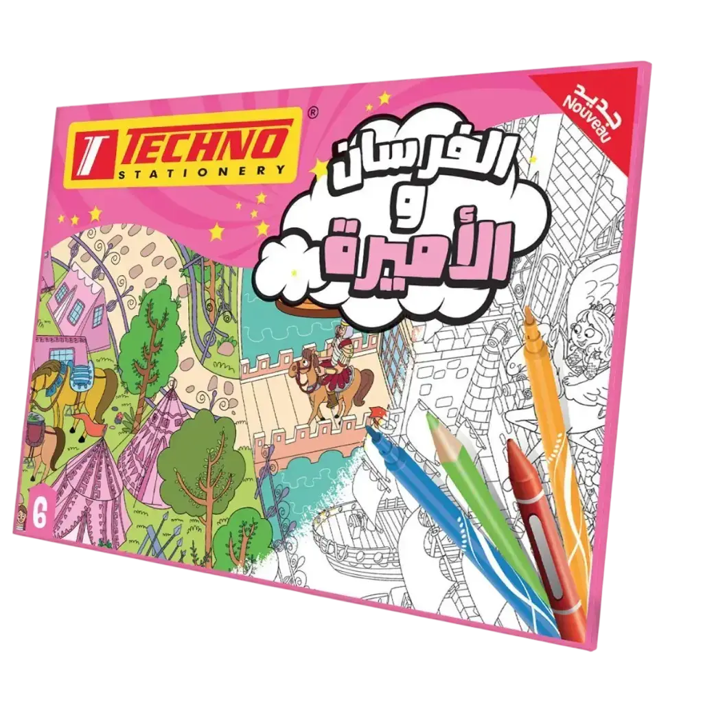 Pochette de Coloriage TECHNO Knight et Princess 88x60cm