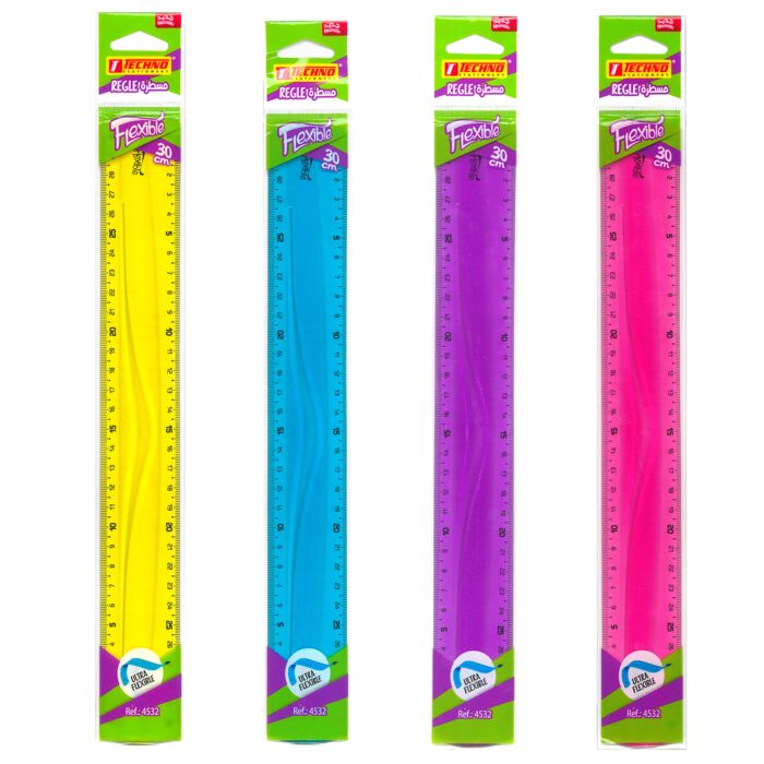 Règle Scolaire TECHNO Flexible 30cm Multi-Couleurs