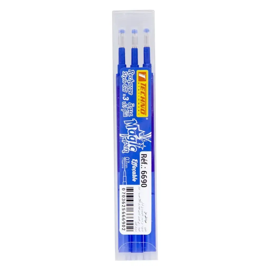 Jeu de 3 Recharge stylo TECHNO Bleu