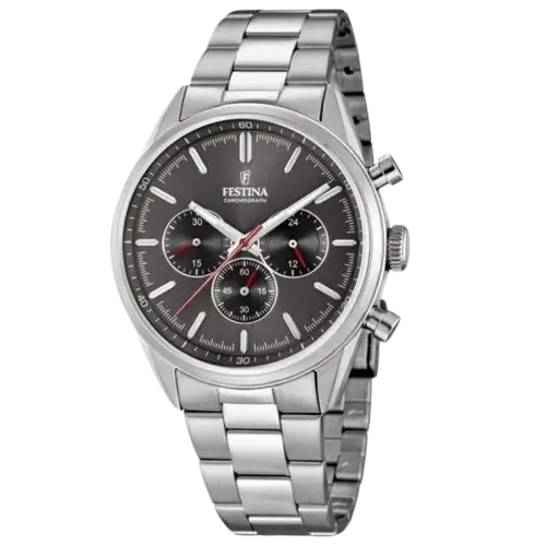 Montre Homme FESTINA Timeless Chronograph F16820/7 Gris avec Bracelet en Acier Inoxydable