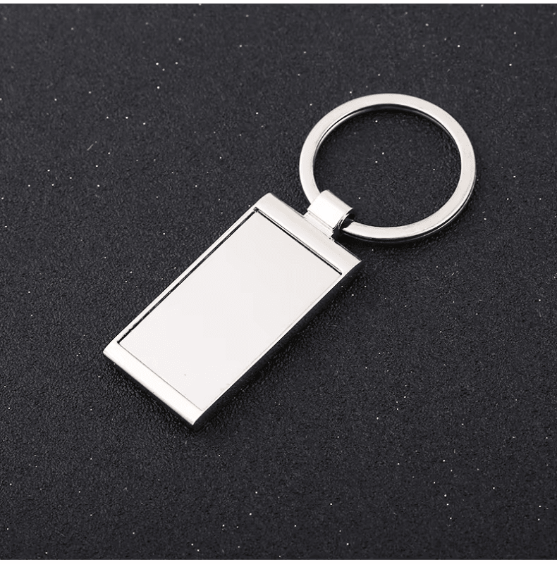 Porte Clé En Acier Carré Chromé